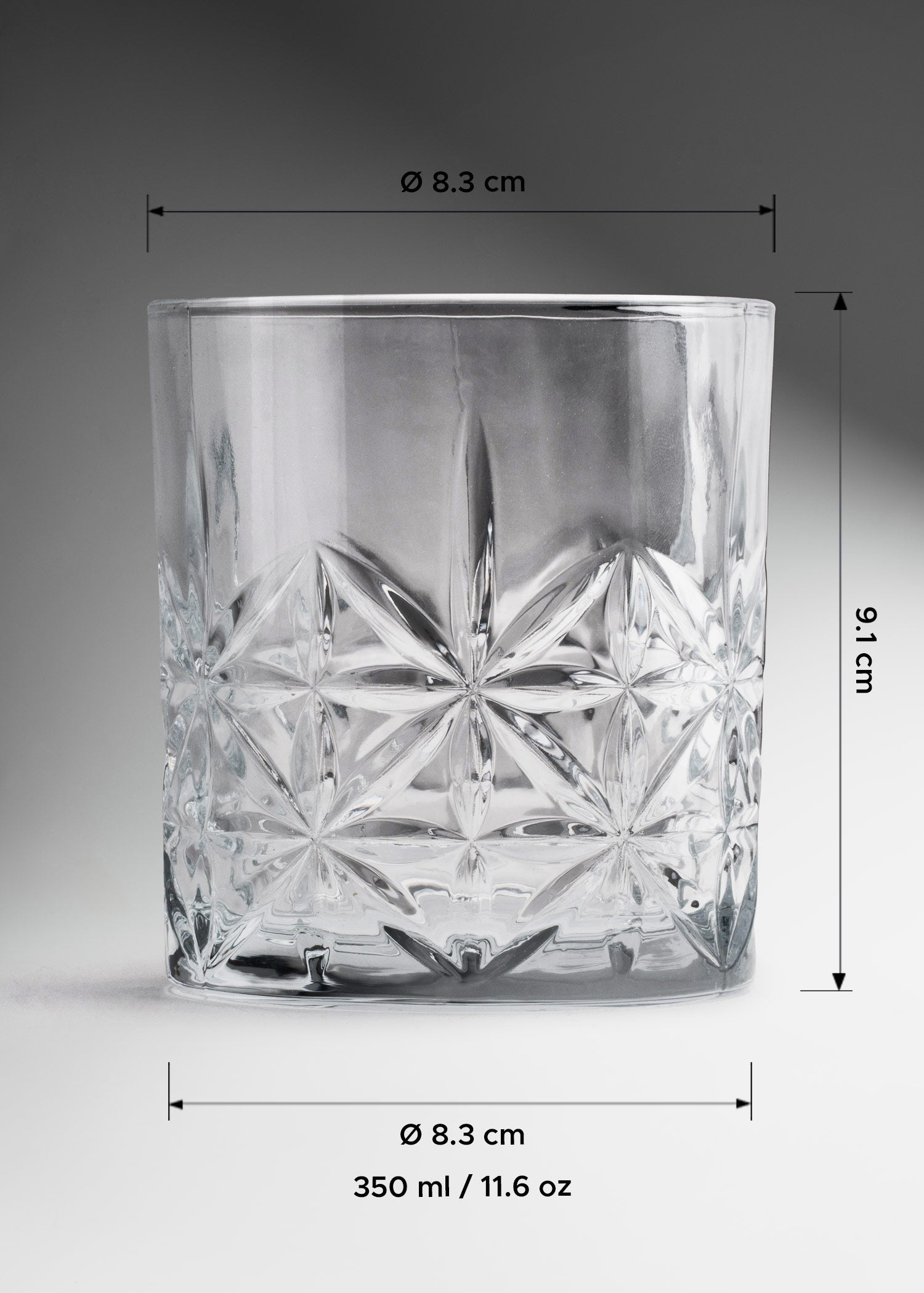 Vaso de vidrio transparente Old Fashion Liam 350 ml