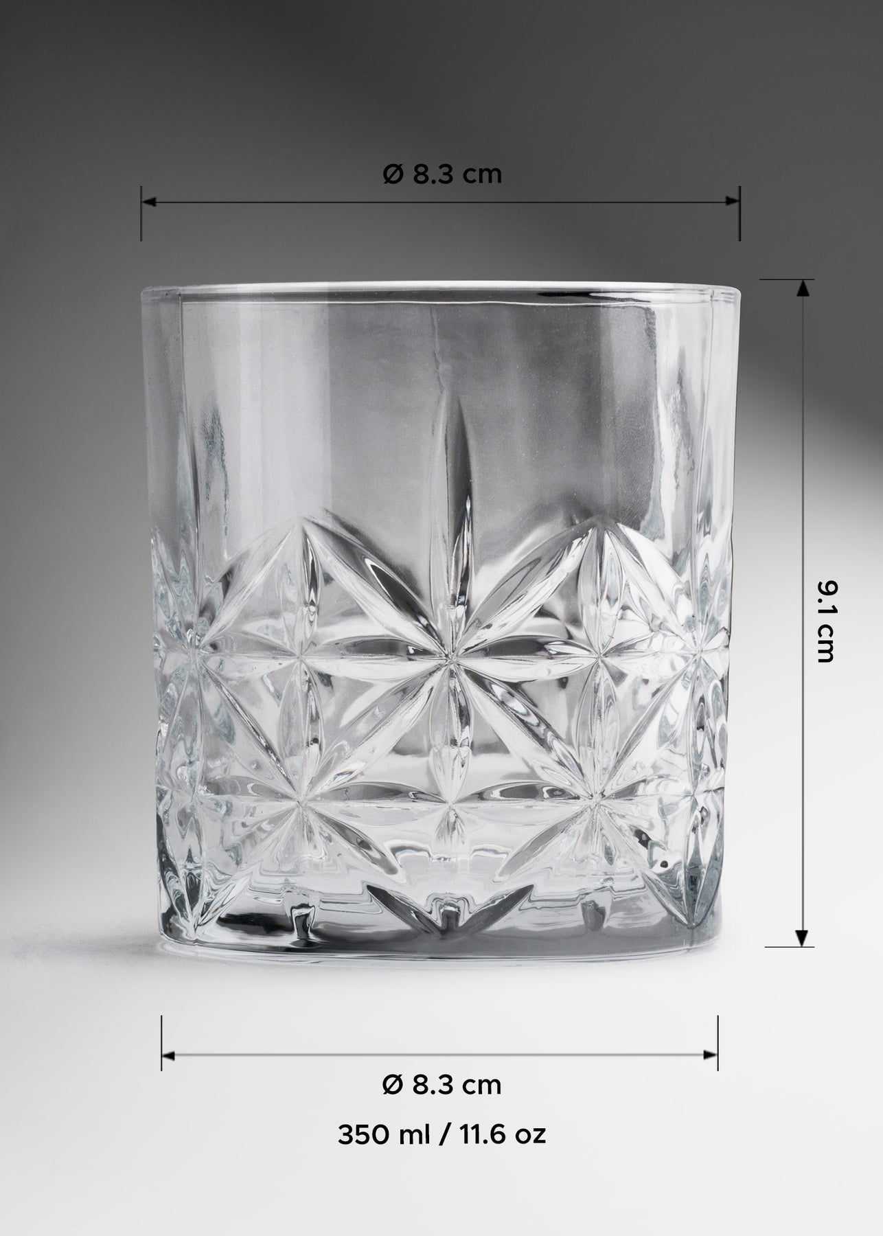 Vaso de vidrio transparente Old Fashion Liam 350 ml