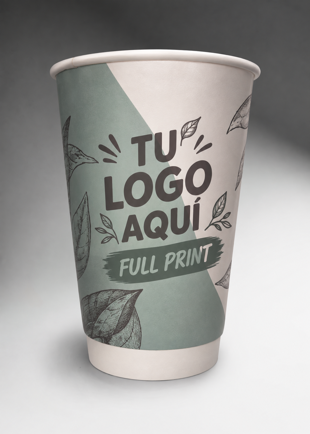 Vaso de papel blanco doble pared personalizado full print para café Rim 8 oz