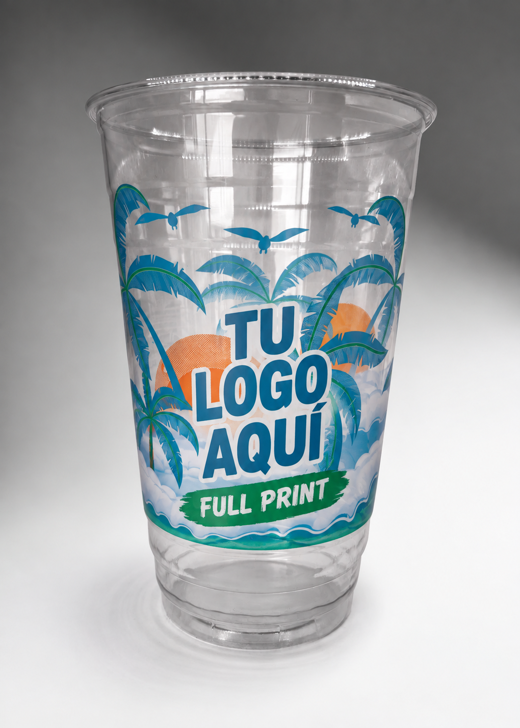 Vaso de pet transparente personalizado full print para bebidas frías 32 oz