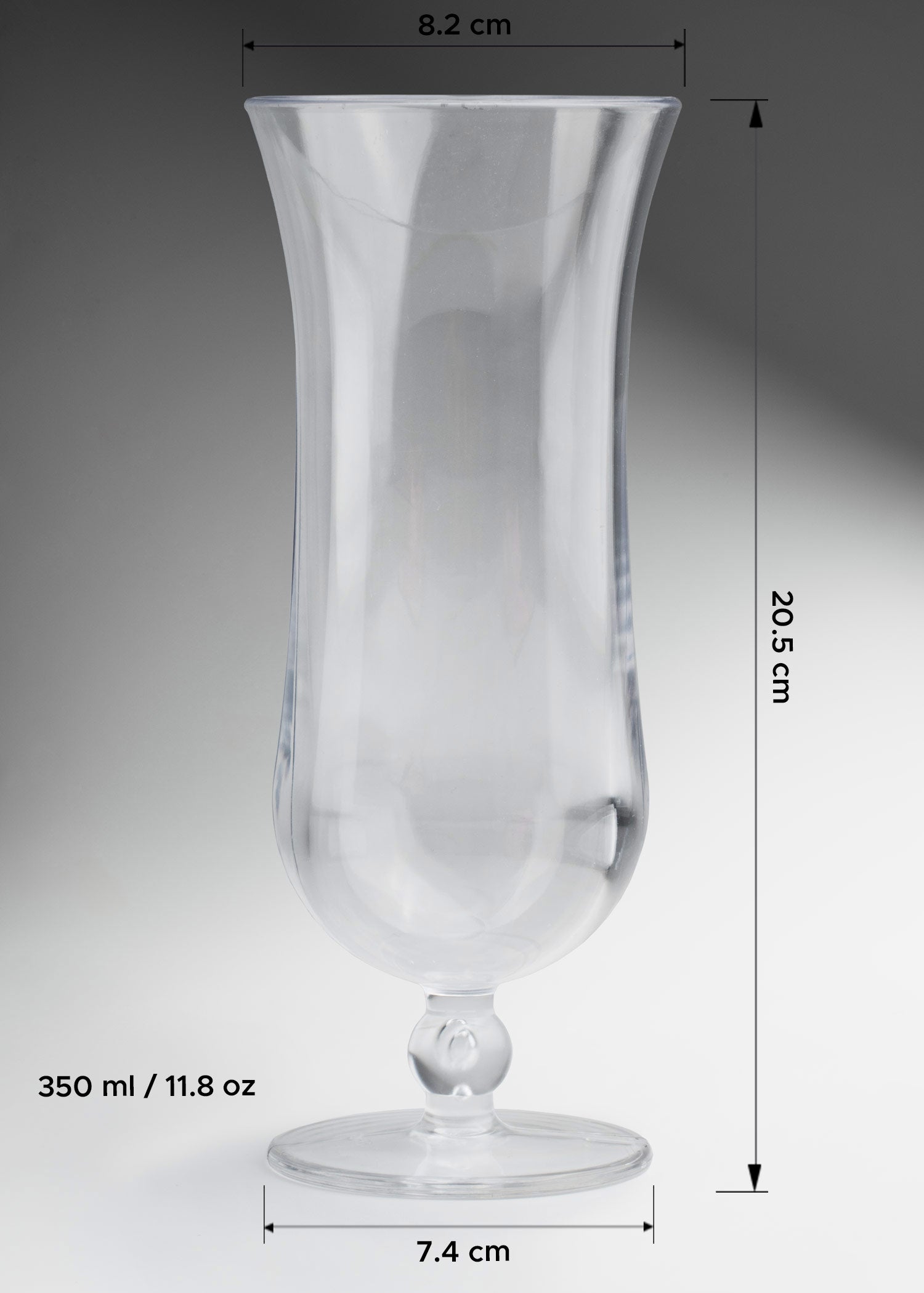 Vaso de plástico (policarbonato) transparente Huracán 350 ml