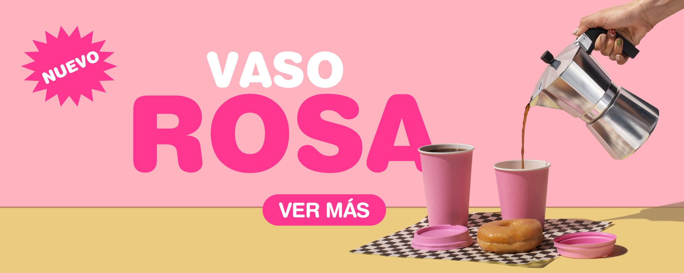 vaso rosa de papel para cafe. Compra en linea en MAHA
Vasos para cafetería