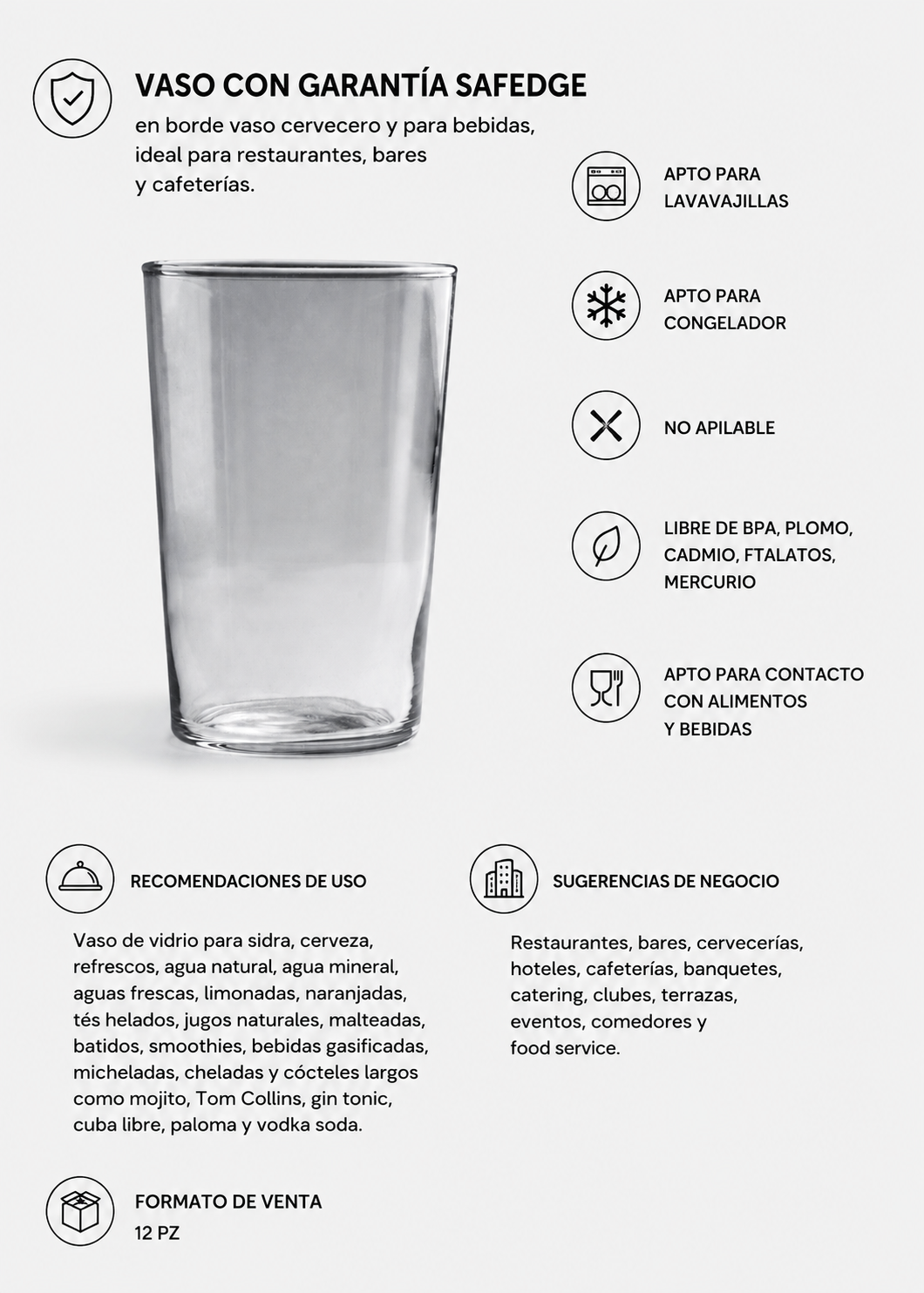 Detalle del borde del vaso Sidra Beverage con Safedge