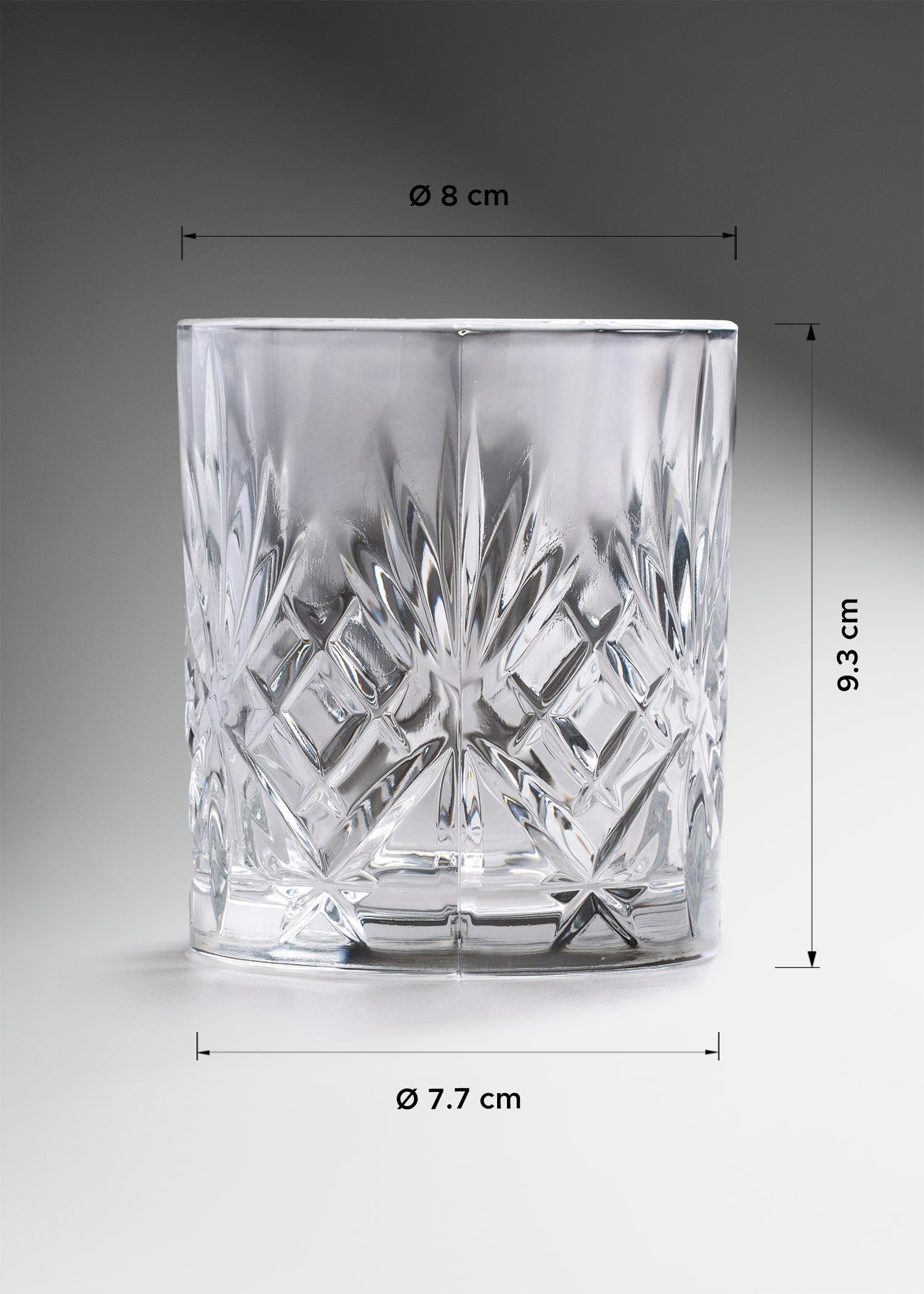 Vaso de vidrio cortado transparente Turín O.F.  310 ml