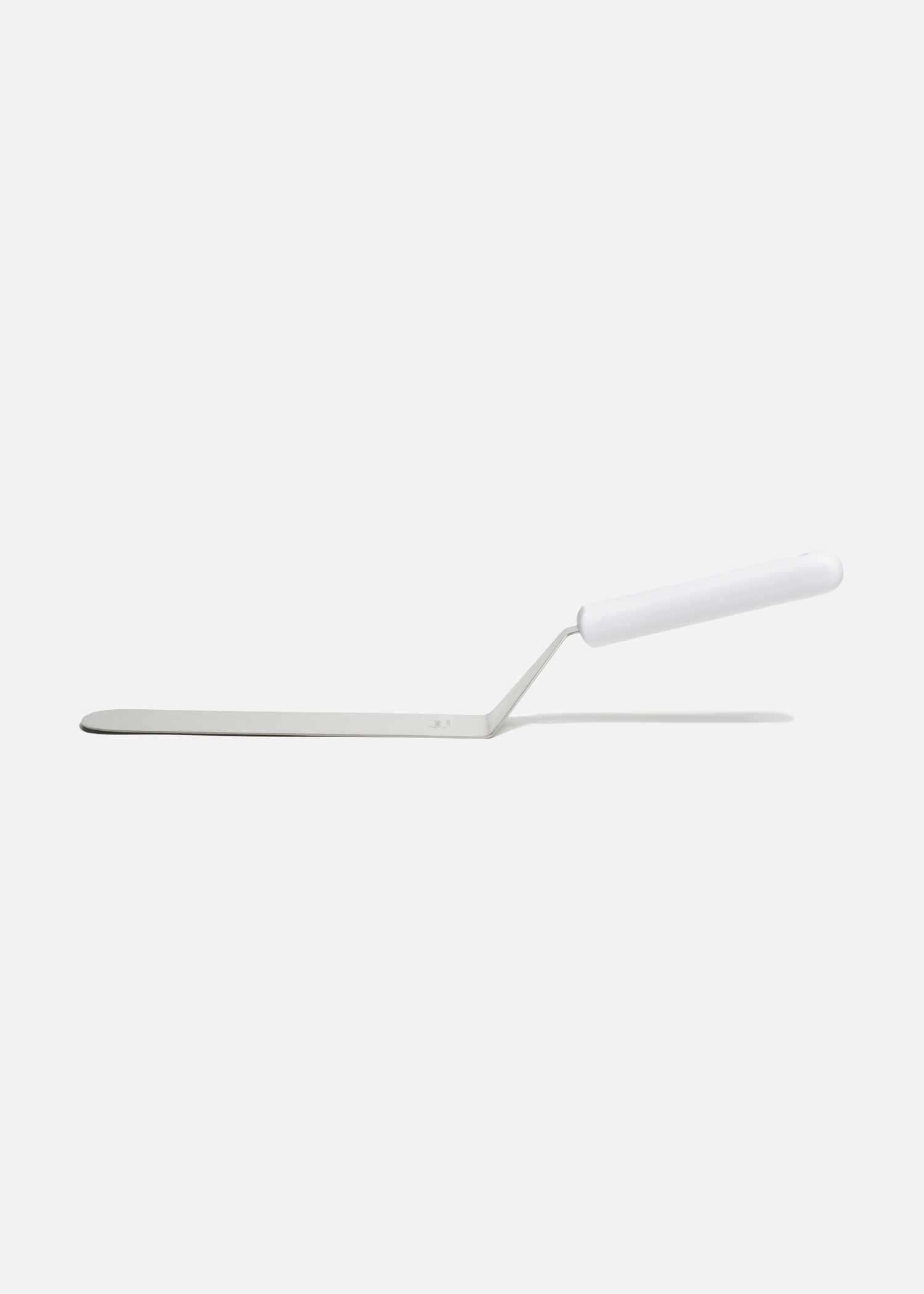 Volteador de cocina para pizza de acero inoxidable con mango de nylon blanco 8"x 3". Premium
