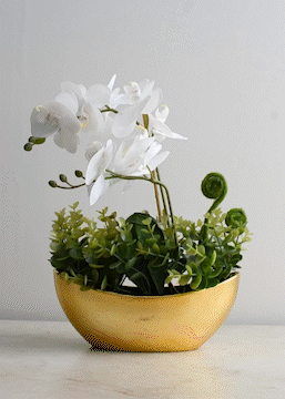 Orquídea artificial de plástico blanca con maceta 34 cm 1 pz